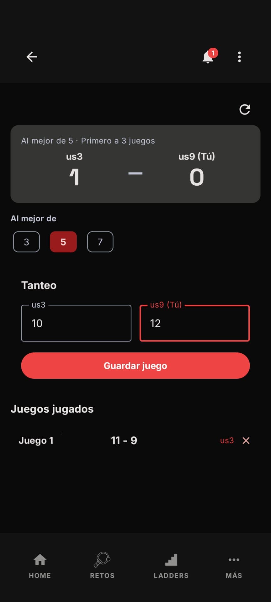 Registra el resultado de cada juego mientras jugáis. La app lleva el marcador global y guarda el historial de juegos disputados en tiempo real.